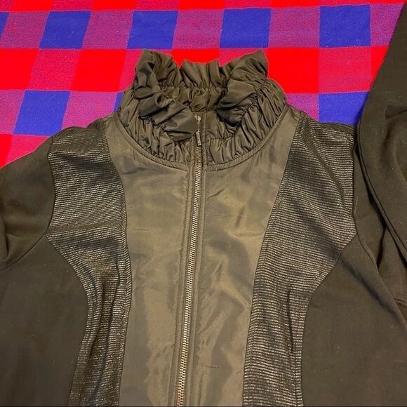 YEST Black Ruffle Jacket Parka Size M/L/XL See Measurements - Picture 10 of 14